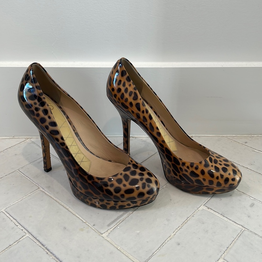 Joan and David leopard patent heels, 8.5